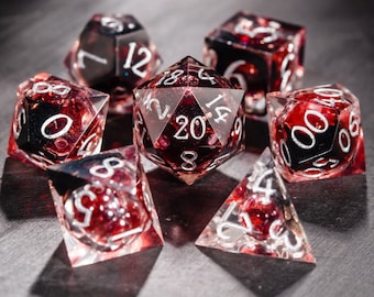 Blood Red Liquid Core Dice Set