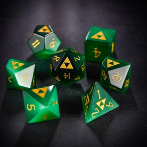 Green Cat's Eye Gemstone All Zelda Dice Set