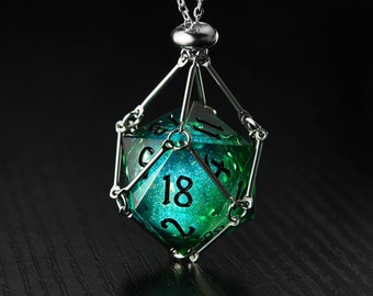 Collier vert Liquid Core Galaxy Dice F Word D20