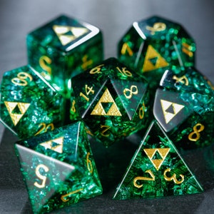 Green Lightning Glass All Zelda Dice Set