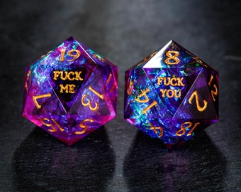 Purple Glitter Galaxy Dice F Word Dice Set