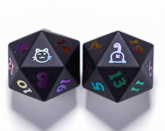 Raised Holographic Obsidian Gemstone Cat Butt Dice Set