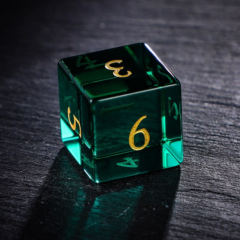 Green Glass Dnd Dice Set Moon Dice Etsy
