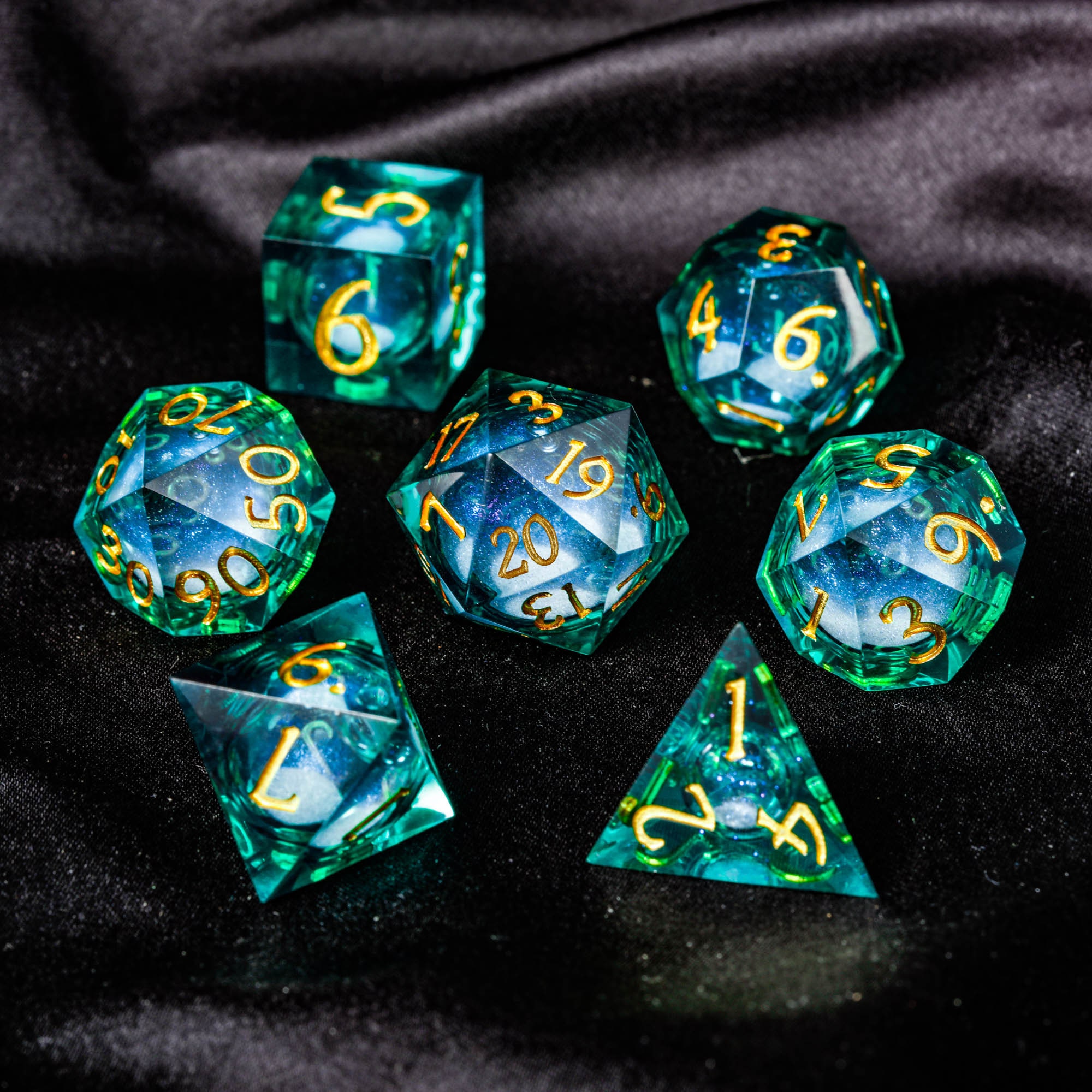 Green Liquid Core Resin Dnd D&D Dice Set Etsy New Zealand