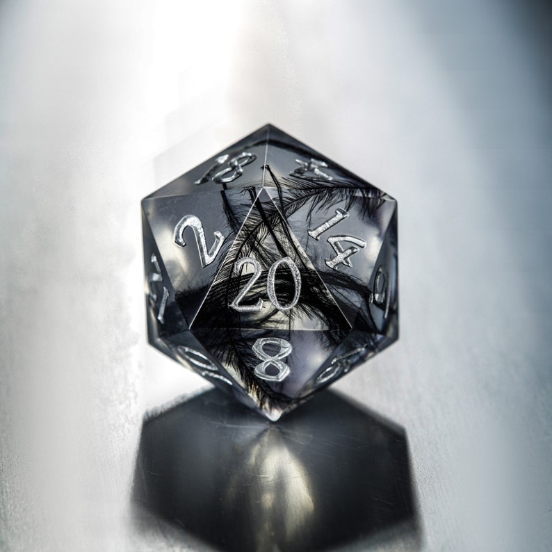 Jeu de dés plume noire Only D20