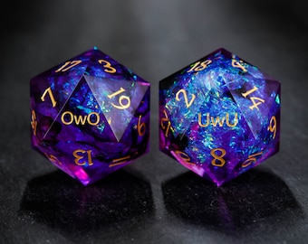 Purple Glitter Galaxy Dice OwO UwU Dice Set