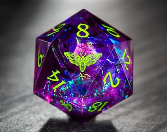 Purple Glitter Galaxy Dice Moth Dice Set