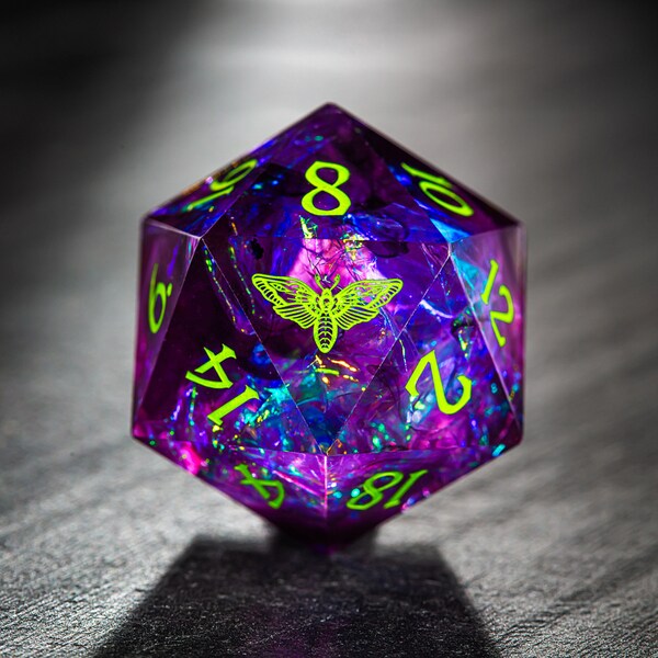 Purple Glitter Galaxy Dice Moth Dice Set