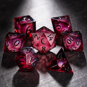 Dark Red Liquid Core Dice Moon Dice Set image 1