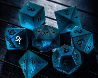 Raised Dark Blue Glass Dice Set