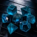 Raised Dark Blue Glass DnD Dice Set All Number Dice 