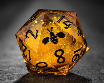 Yellow Sand Liquid Core Bee Dice Set