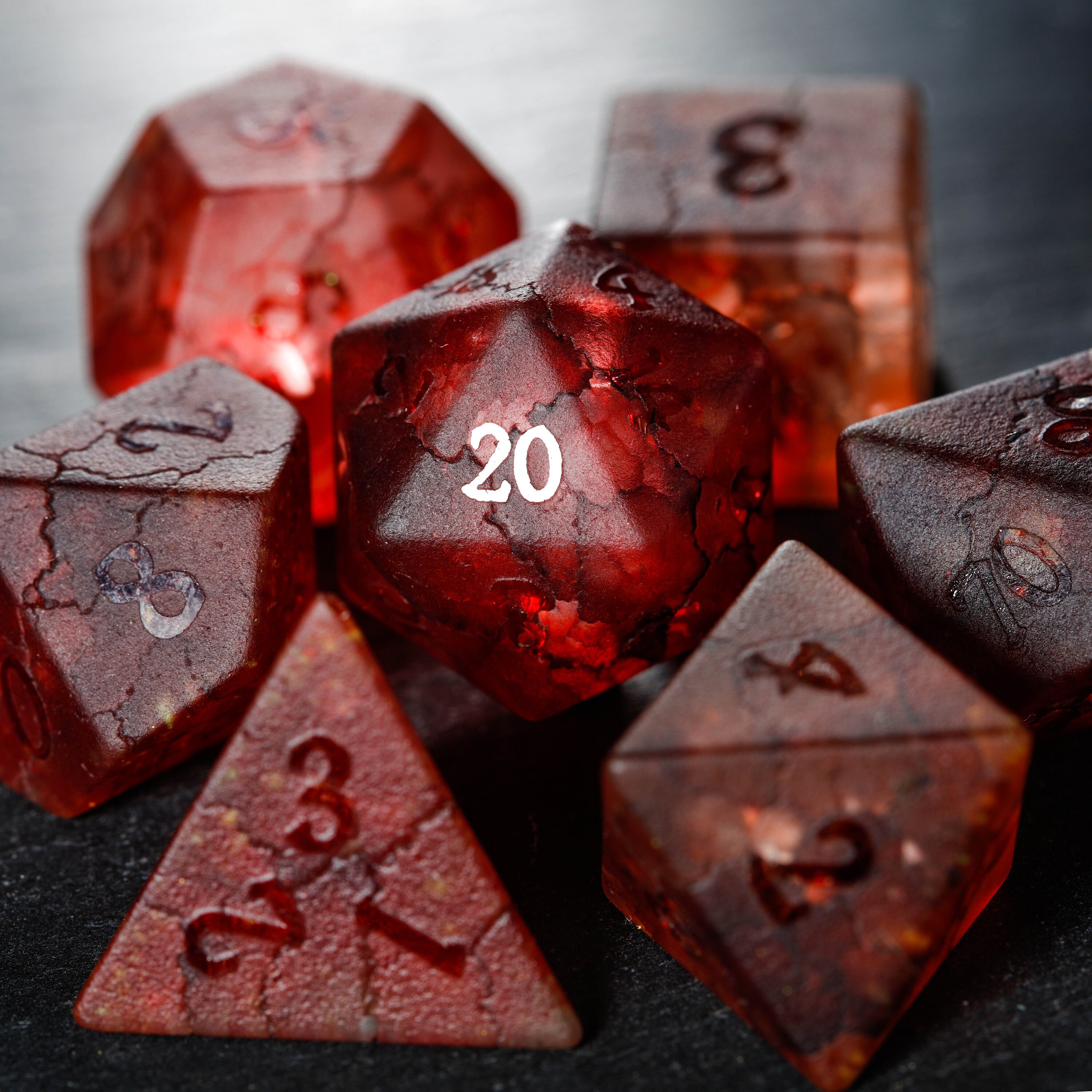 Raised Red Lightning Glass Dice Set Etsy