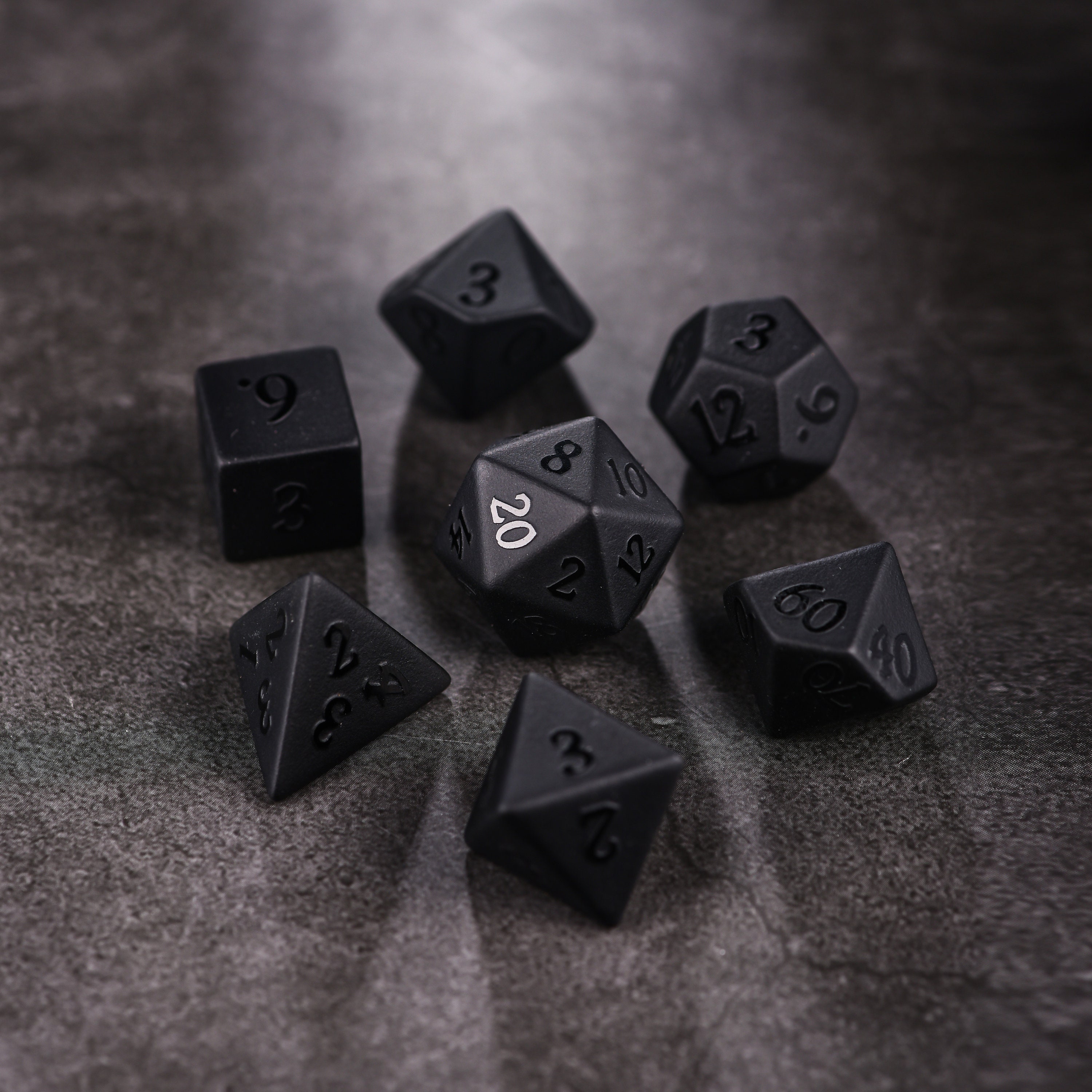 Raised Obsidian Gemstone DnD Dice Set All Number Dice Etsy