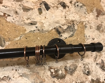 Curtain pole / Rail and bracket set- Vintage look made from industrial pipe fittings