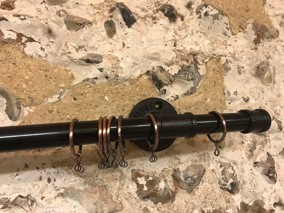 Curtain pole / Rail and bracket set- Vintage look made from industrial pipe fittings