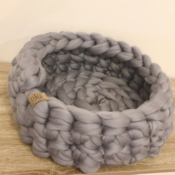 Chunky Cat Bed, Chunky Knit Pet bed, Grotte pour animaux de compagnie, Literie pour animaux de compagnie, lit pour chien, tricot, maison tricotée, chien, chat, Maison pour animaux de compagnie, cadeau, crochet, fournitures pour animaux de compagnie