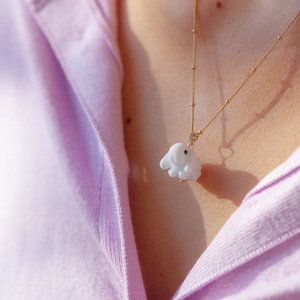 Lop Bunny Pendant Necklace - White - Handmade Lampwork Charm, keepsake bunny necklace, perfect gift for bunny lovers