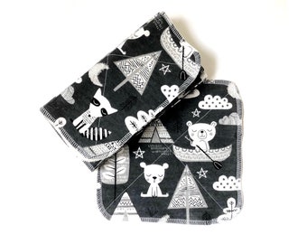 canoe animals reusable napkins | cloth napkin holder | cloth wipes | woodland paperless napkins | eco friendly napkins