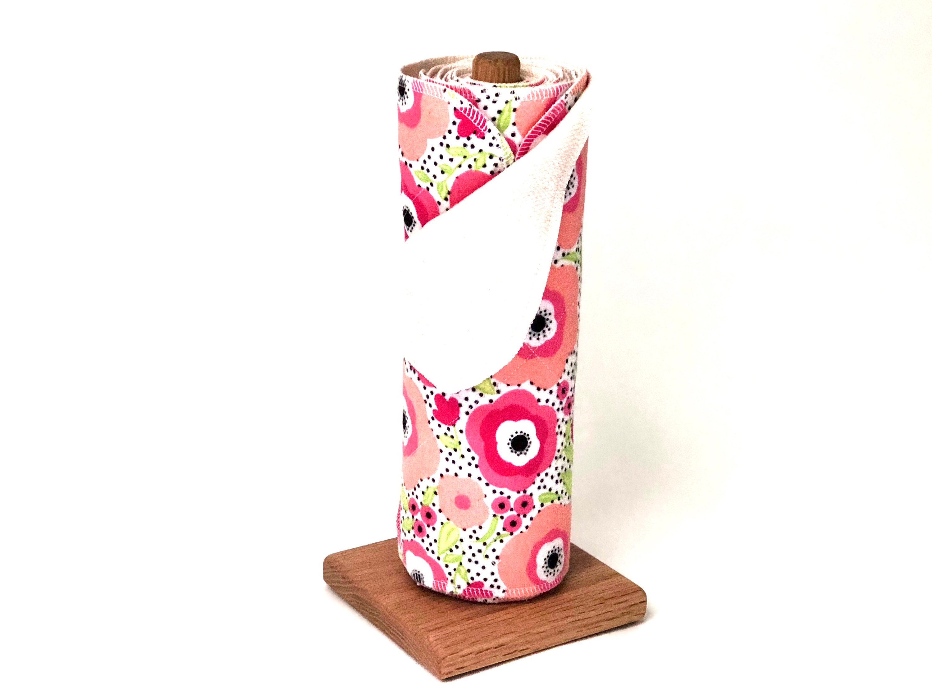 Reusable Paper Towels Paper Towel Holder Pink Floral Etsy