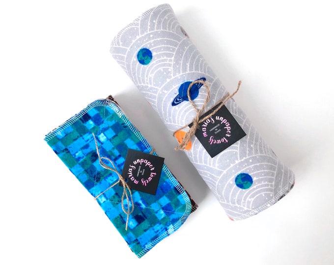 reusable paper towels mystery set, zero waste kit, cloth napkins, reusable paper towels, zero waste kitchen