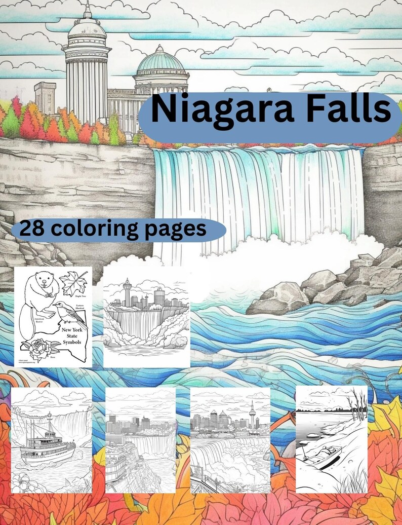 Niagara Falls Coloring Pages - Etsy