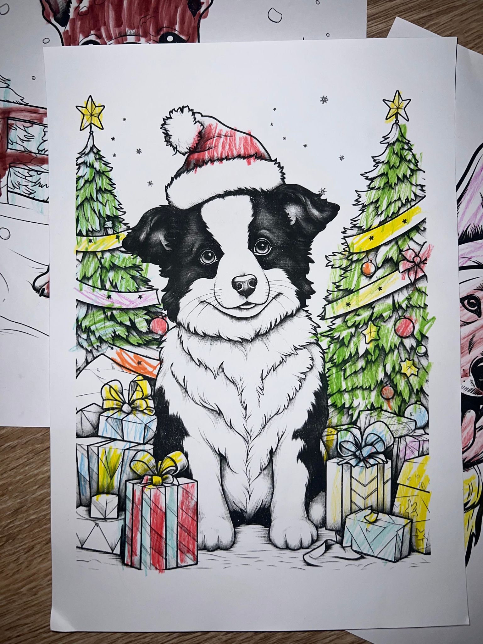 Christmas Dogs Coloring Pages - Etsy