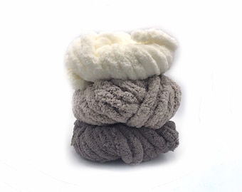 Jumbo Chenille Blanket Yarn, Free Shipping, Vegan Chunky Knit Chenille Yarn, Arm knitting Yarn***60 Colours***