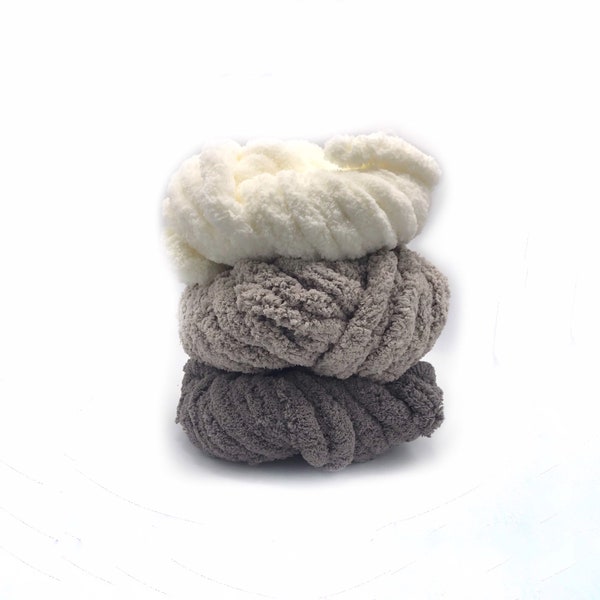 Jumbo Chenille Blanket Yarn, Free Shipping, Vegan Chunky Knit Chenille Yarn, Arm knitting Yarn***60 Colours***