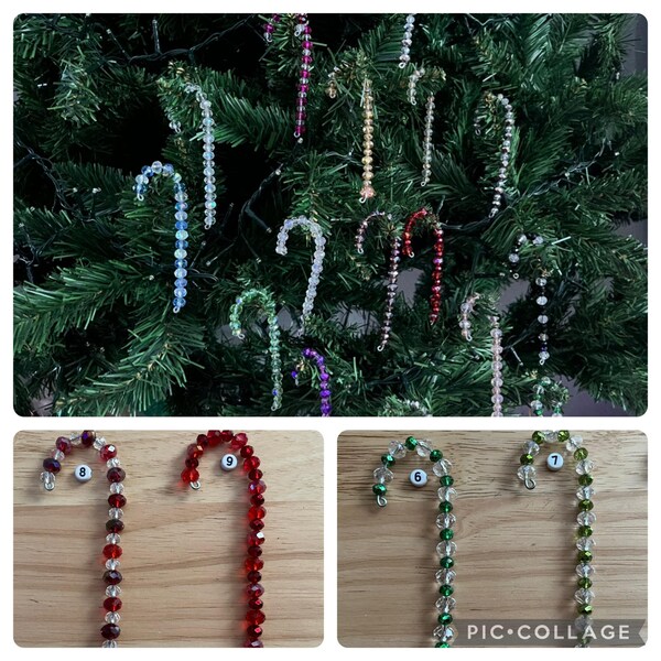 Crystal Candy Cane Christmas Decorations Individual or 5 of Your Choice Bling Crystal Beaded Candy Cane Tree Decoration Ornament Bauble
