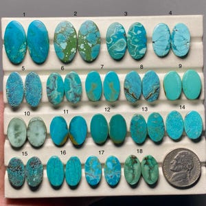 Tibetan Turquoise Pair A One Quality 100% Natural Tibetan Turquoise Cabochon Loose Gemstone For Making Earring Code MI-605