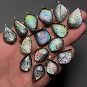 Natural Tree Leaf & Rainbow Mother Of Pearl Crystal Doublet Top Grade Quality Cabochon Loose Gemstone For Making Jewelry Code MI-270