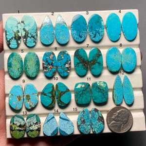 Tibetan Turquoise Pair A One Quality 100% Natural Tibetan Turquoise Cabochon Loose Gemstone For Making Earring Code MI-179
