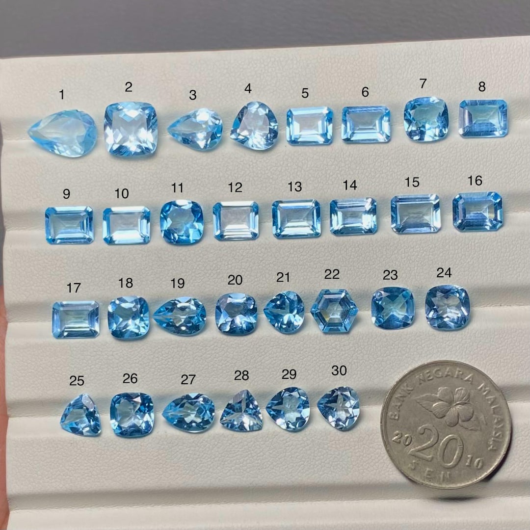 Sky Blue Topaz Faceted Cut A One Quality Blue Topaz Cut Loose Gemstone ...