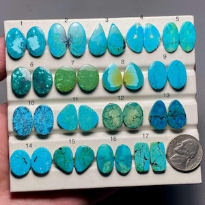 Tibetan Turquoise Pair A One Quality 100% Natural Tibetan Turquoise Cabochon Loose Gemstone For Making Earring Code MI-180