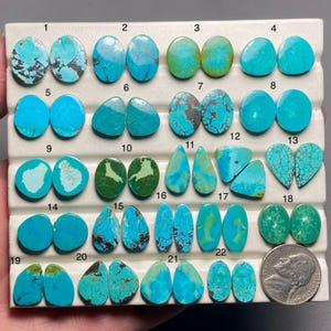 Tibetan Turquoise Pair A One Quality 100% Natural Tibetan Turquoise Cabochon Loose Gemstone For Making Earring Code MI-181