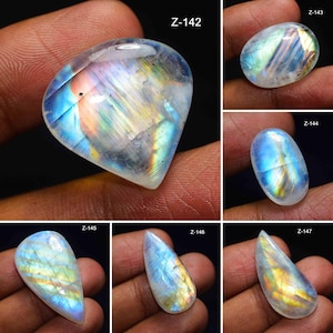 Rainbow Moonstone A One Quality 100% Natural Rainbow Moonstone Cabochon Loose Gemstone For Making Jewelry