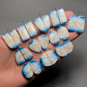 Blue ice Glacierite Pair A One Quality Blue ice Glacierite Cabochon Loose Gemstone For Making Earring Code MI-648