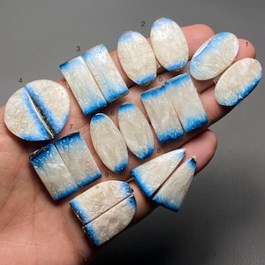 Blue ice Glacierite Pair A One Quality Blue ice Glacierite Cabochon Loose Gemstone For Making Earring Code MI-647