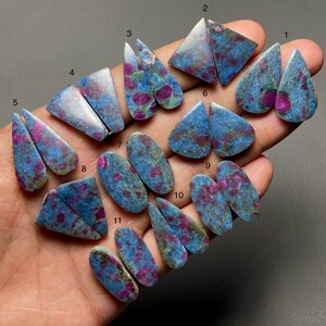 Ruby Kyanite Pair A One Quality Natural Ruby Kyanite Cabochon Loose Gemstone For (Making Earring) Code MI-2199