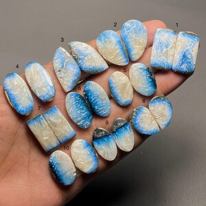 Blue ice Glacierite Pair A One Quality Blue ice Glacierite Cabochon Loose Gemstone For Making Earring Code MI-649