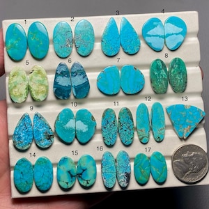 Tibetan Turquoise Pair A One Quality 100% Natural Tibetan Turquoise Cabochon Loose Gemstone For Making Earring Code MI-178