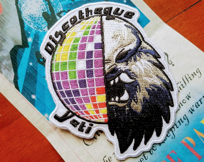 Featured listing image: Disco Yeti Iron on Patch - Inspired by Disney's Expedition Everest at Animal Kingdom
