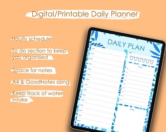 Blue Digital/Printable Daily Planner | Undated Daily Planner GoodNotes | Instant Download | Floral Design