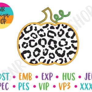 Fall Embroidery Designs for Fall, Pumpkin Embroidery Design Autumn, Pumpkin Embroidery File Halloween, Leopard Embroidery Designs