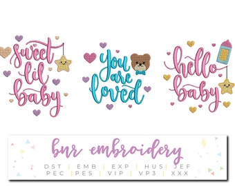 Baby Embroidery Designs, Nursery Embroidery Designs, 3 Designs, Embroidery Pattern, Embroidery File, Instant Download