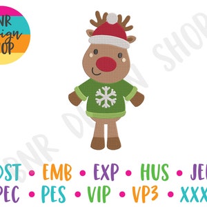 Reindeer Embroidery, 3 Sizes, Christmas Machine Embroidery Design, Embroidery Design, Embroidery Pattern, Embroidery File