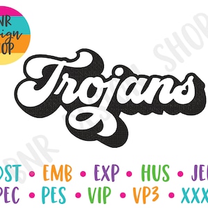 Trojans Embroidery Design, 3 Sizes, Embroidery Design, Embroidery Pattern, Embroidery File, Instant Download