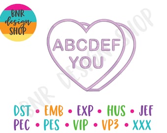Candy Heart Embroidery Design for Valentines, Valentines Embroidery Designs for Valentines, Embroidery for Machine, Embroidery File PES