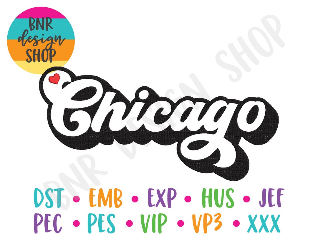 Chicago Embroidery Design, 3 Sizes, Home Embroidery, Embroidery Design
